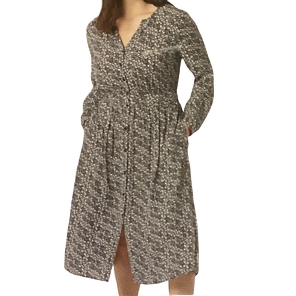 Chaps Women's Blue Flowered Button front MIDI Dress Medium